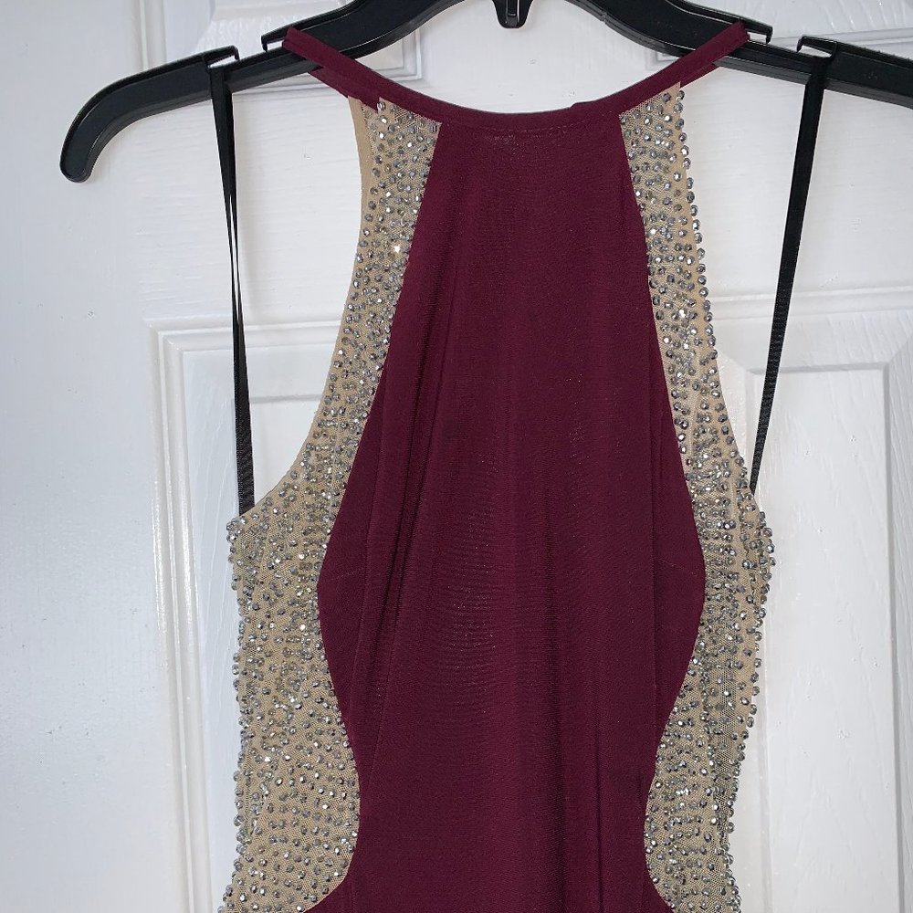 Studded Wine Halter Dress